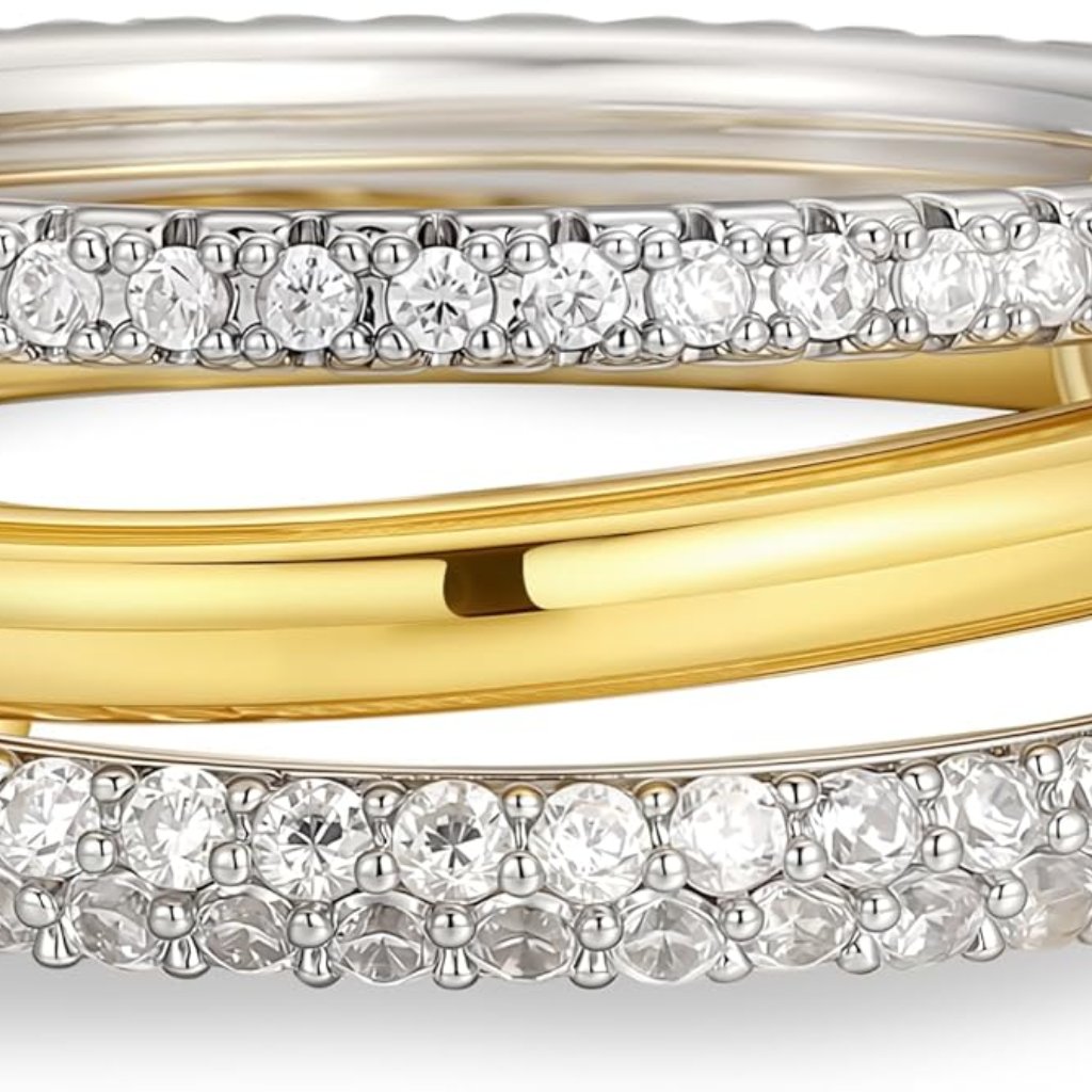 Gold Rings For Women Non Tarnish, 18k Gold Plated Interlocked Stackable Rings, T